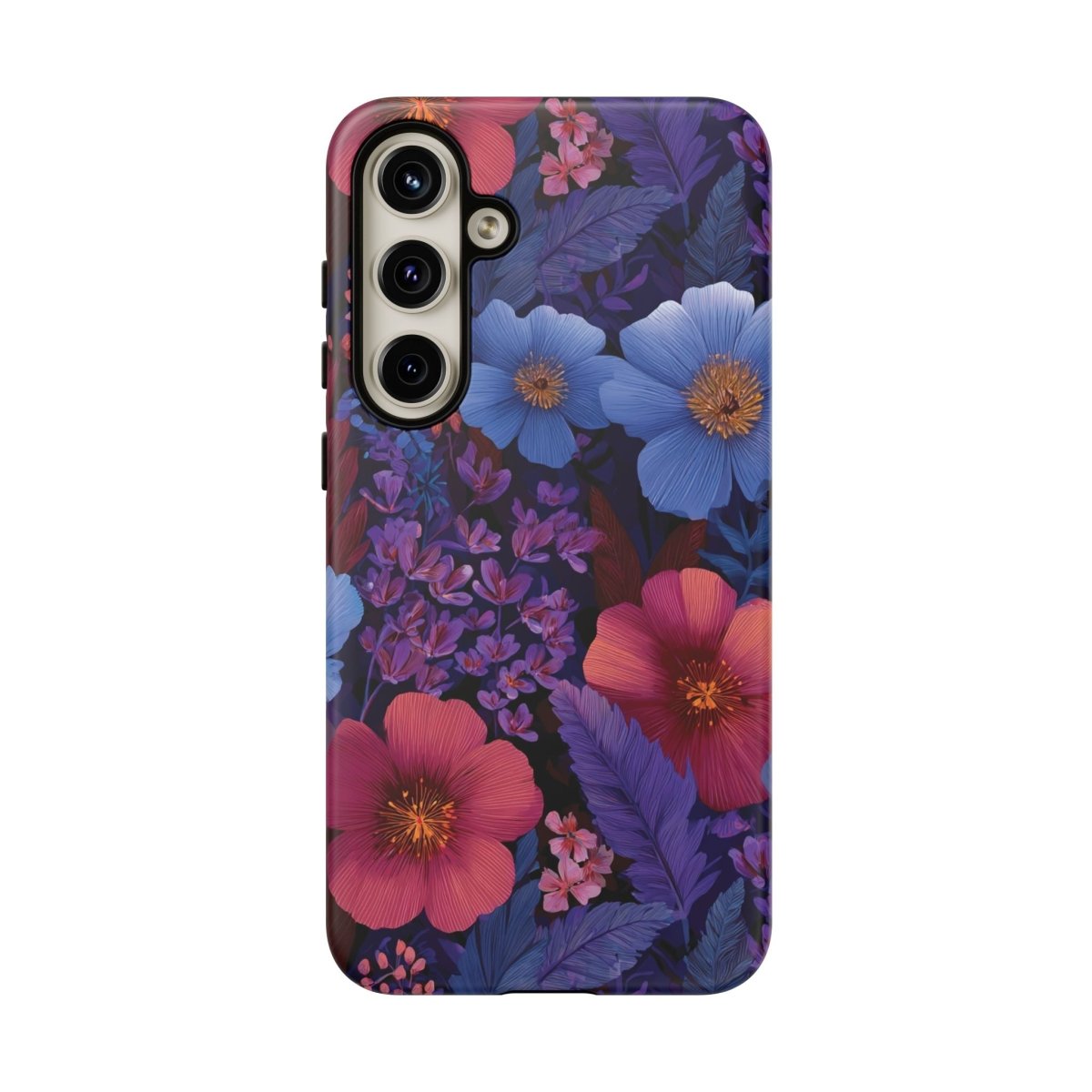 Samsung Tough Phone Case with Lavender Tropics design by Printify, featuring tropical patterns on a durable phone case.