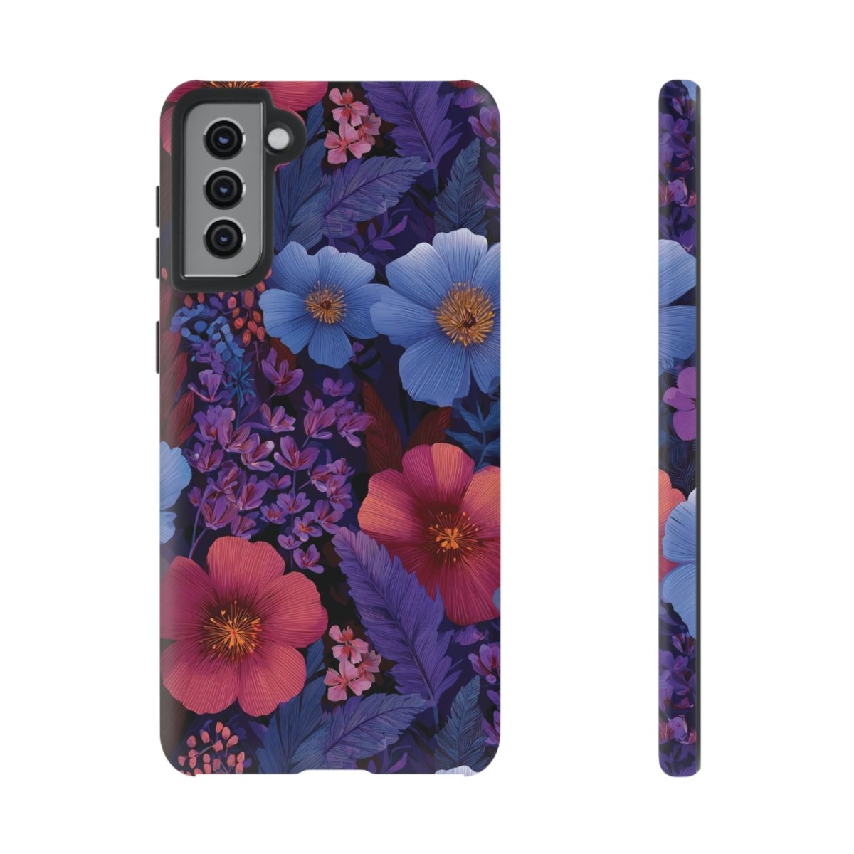 Samsung Tough Phone Case in Lavender Tropics, featuring tropical floral patterns for Galaxy phones.