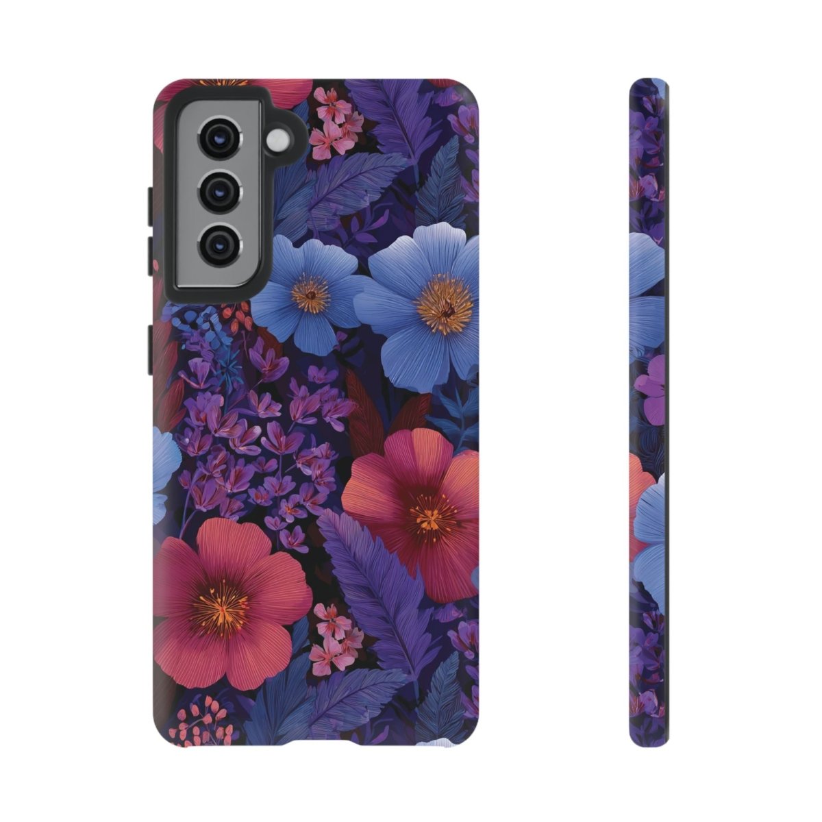 Samsung Tough Phone Case in Lavender Tropics, featuring vibrant tropical patterns on a durable phone cover.