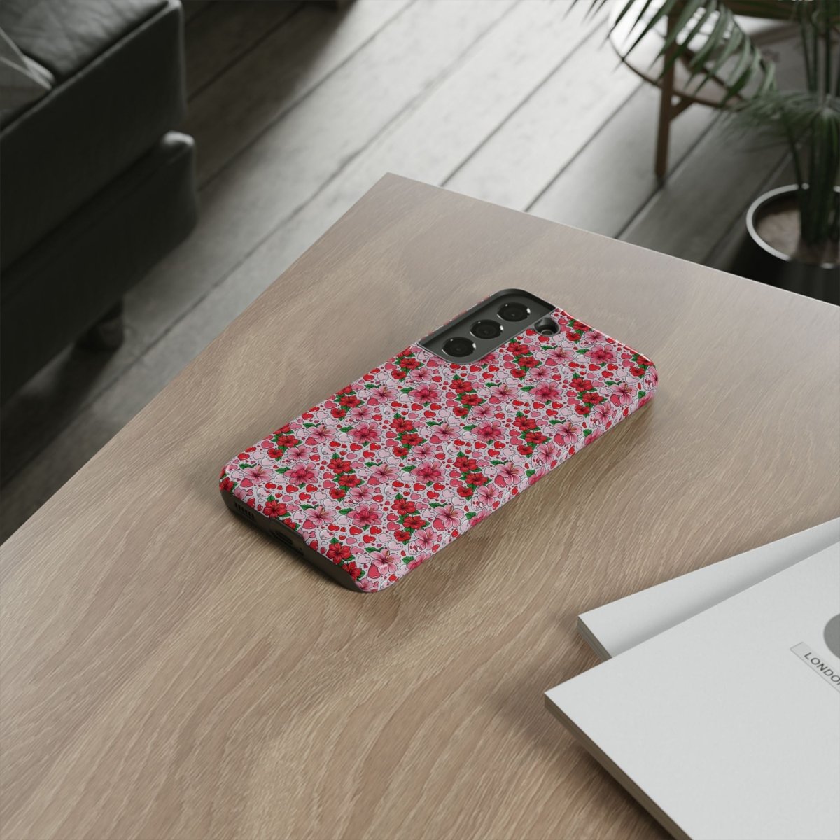 Samsung Tough Phone Case with Love & Aute design, featuring vibrant island artwork for Samsung smartphones.