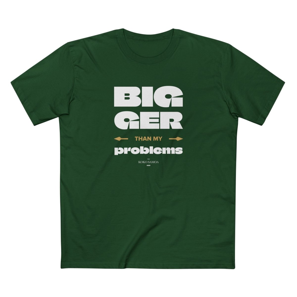 Soft unisex T-shirt from The Print Bar with "Bigger Than Problems" design, featuring a comfortable fit and casual style.