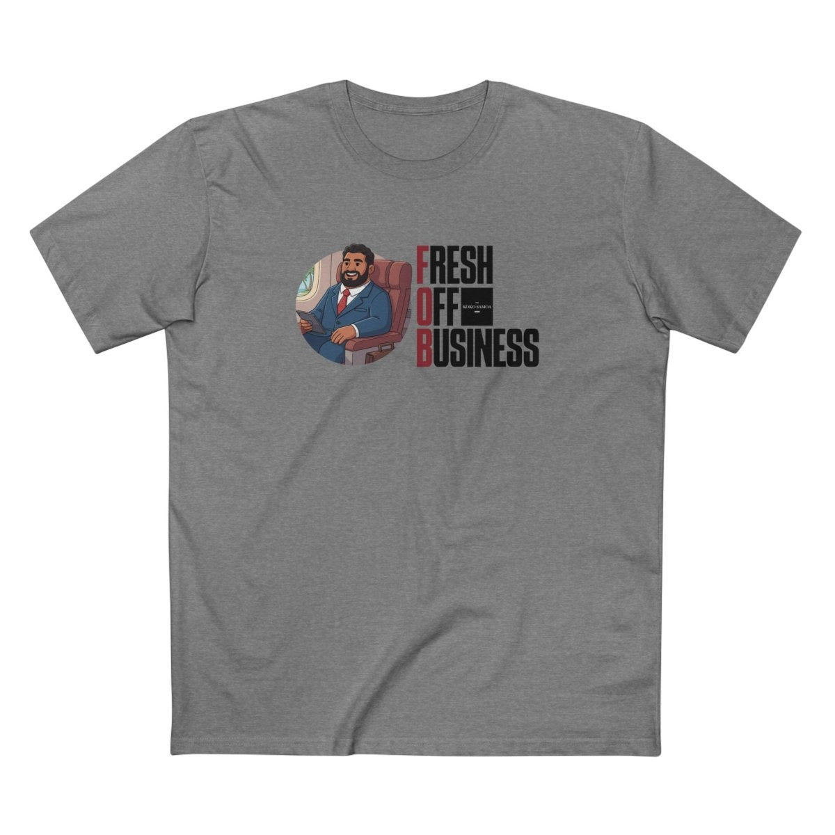Soft unisex T-shirt from The Print Bar, featuring a fresh off business design in AU/NZ style, shown in a relaxed fit.