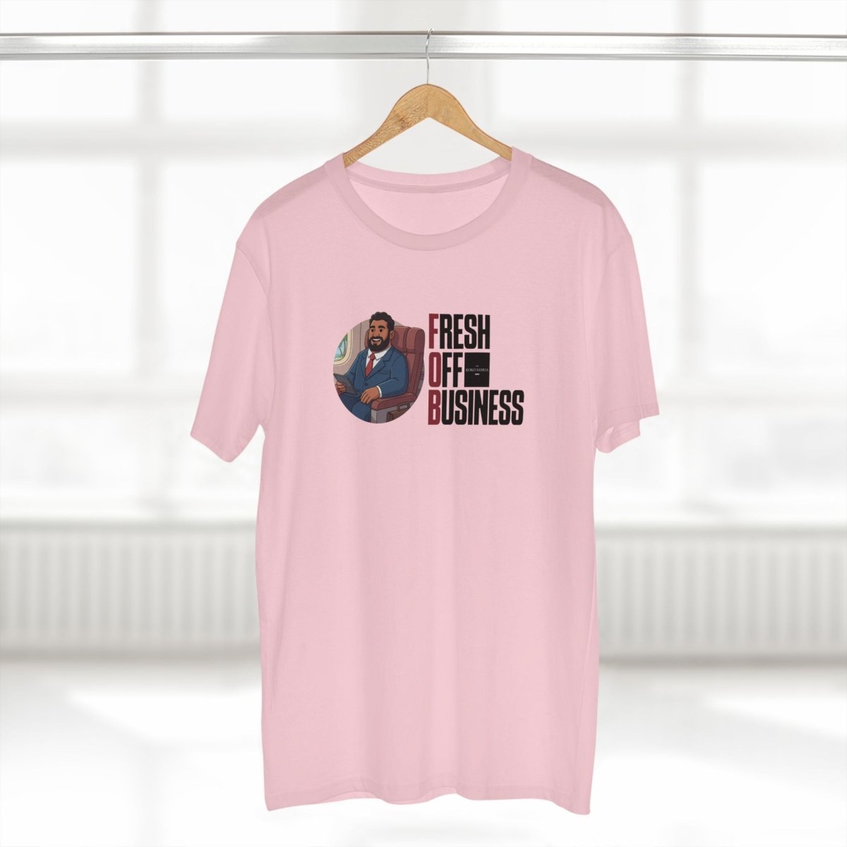 Unisex soft T-shirt from The Print Bar featuring "Fresh Off Business" design, casual fit, in classic fabric, suitable for AU/NZ customers.