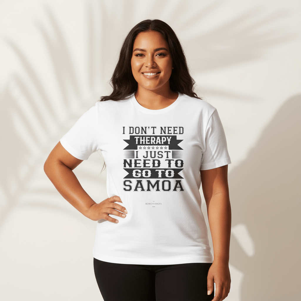 Soft unisex Samoan Therapy T-shirt featuring a comfortable fit and Samoan design in natural fabric.