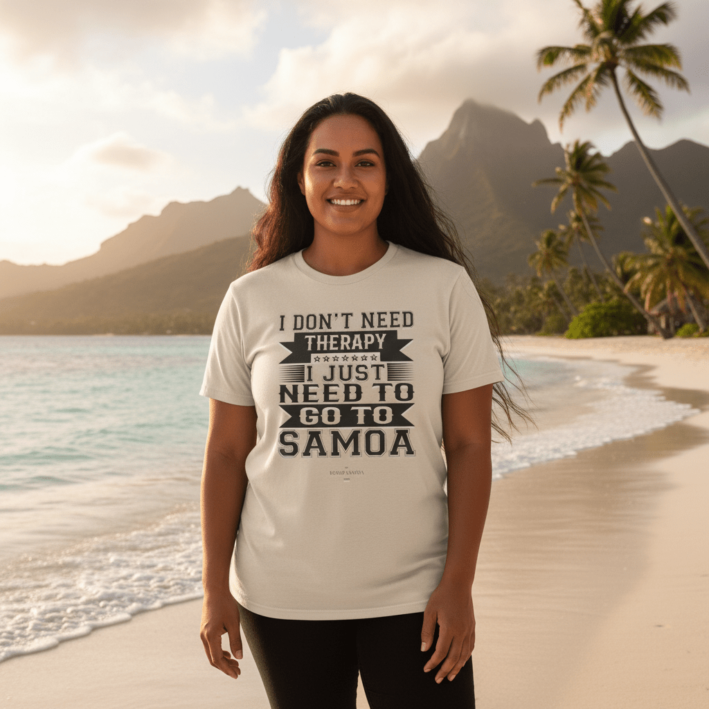 Soft unisex Samoan Therapy T-shirt, featuring a comfortable fit and vibrant graphic design.