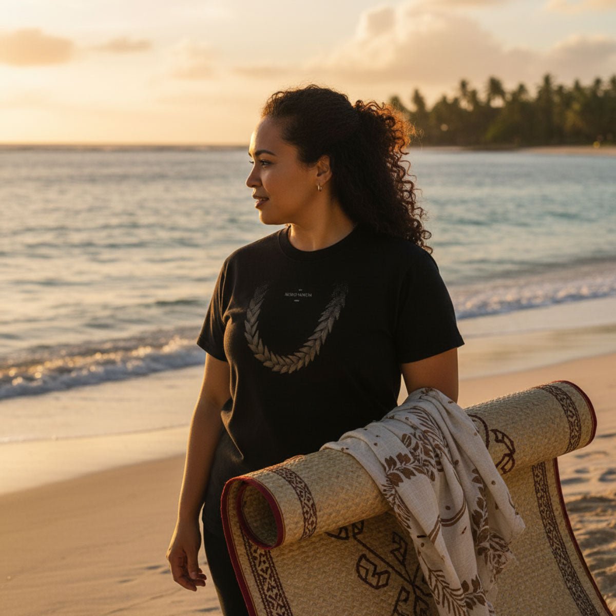 Soft unisex T-shirt in brown featuring Ula Fala design, displayed on a plain background.