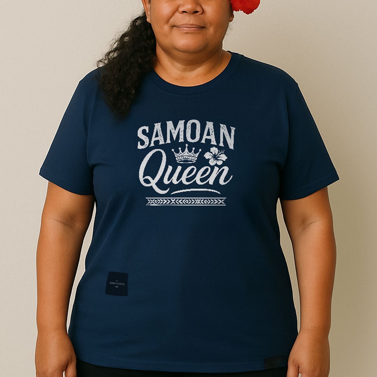 Soft unisex Samoan Queen T-shirt by The Print Bar, showcasing a comfortable fabric and vibrant design featuring Samoan cultural imagery.