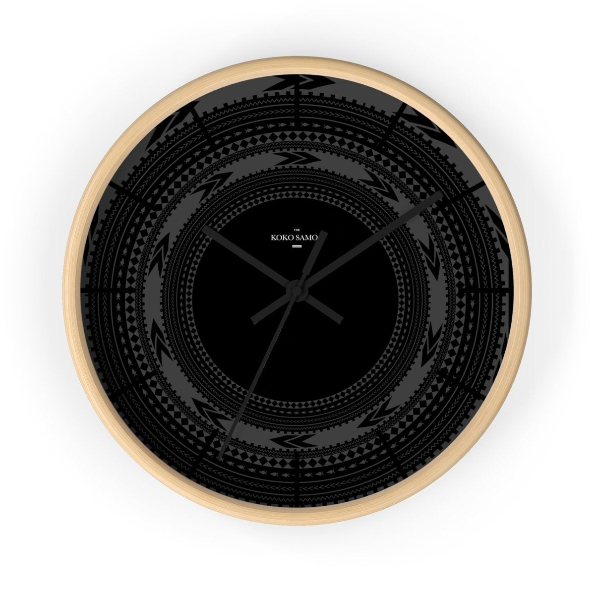 Black 10-inch wall clock with a sleek Pe'a design, perfect for home decor in AU, NZ, and USA.