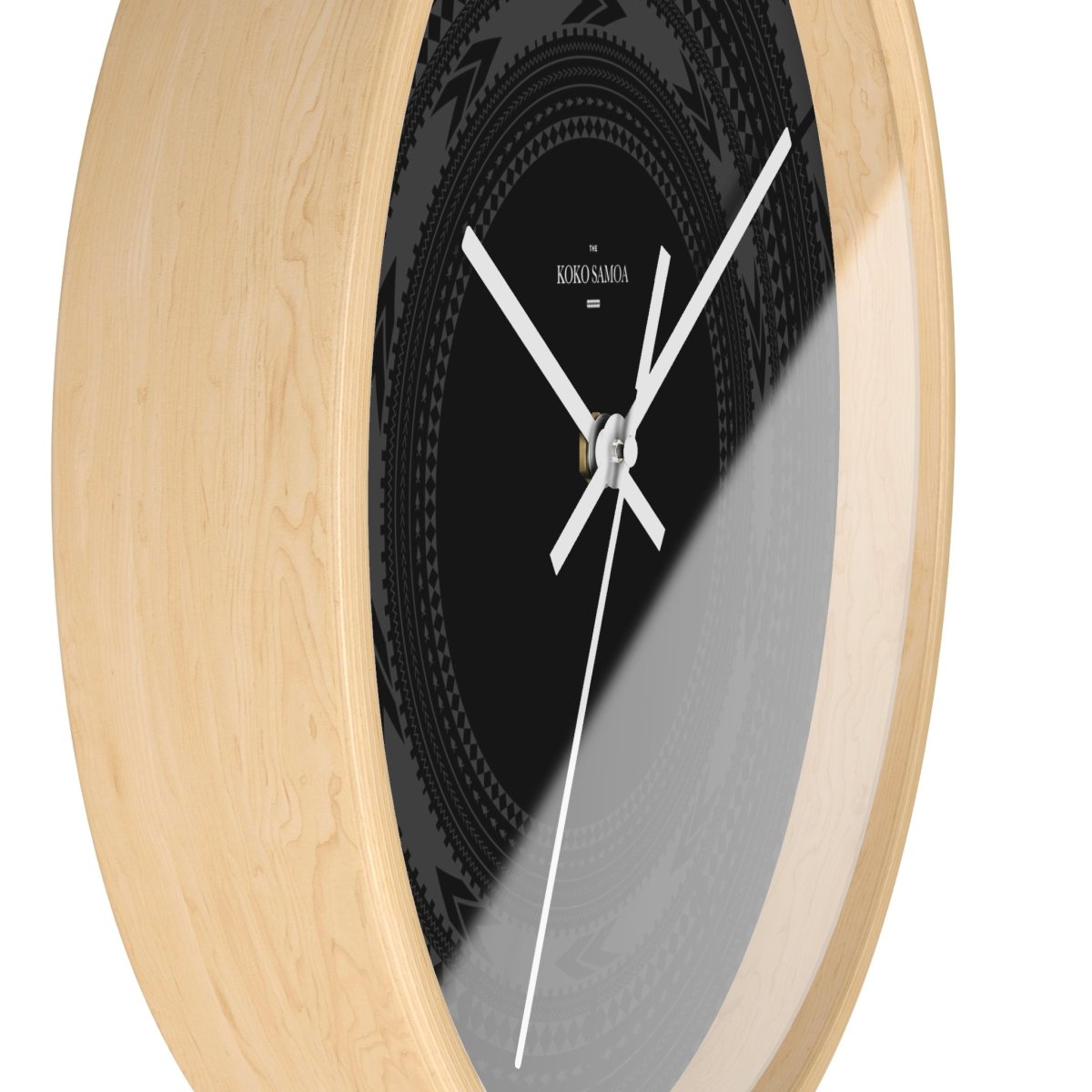 Black 10-inch wall clock with a sleek Pe'a, perfect for modern home decor in AU, NZ, and USA.