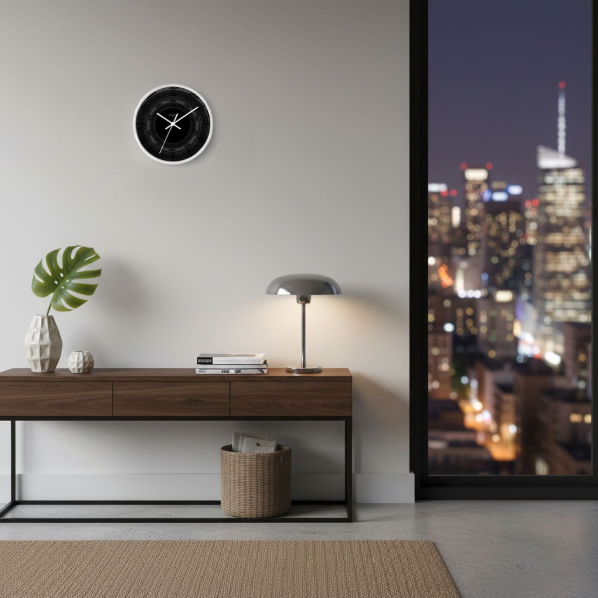 Black 10-inch wall clock featuring a sleek black Pe'a design, ideal for home decor in AU, NZ, and USA.