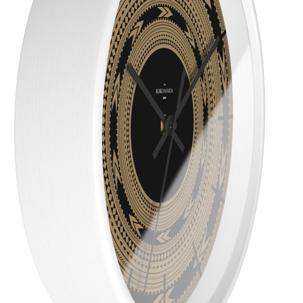 Black 10-inch Pe'a wall clock, modern home decor with black base, suitable for AU, NZ, and US settings.
