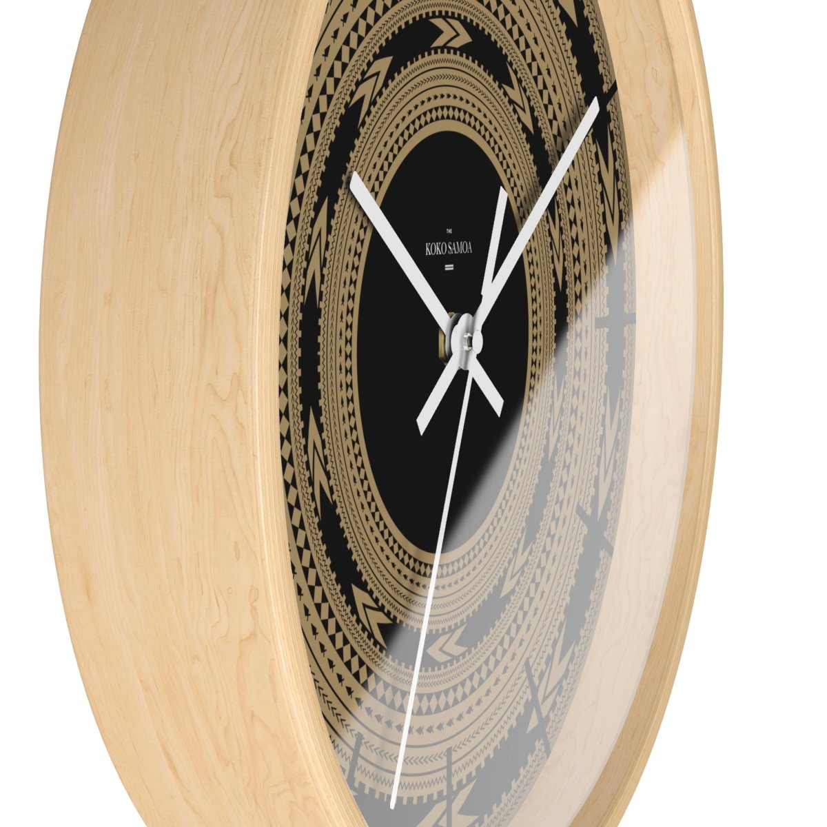 Black 10-inch wall clock with Pe'a design, ideal for home decor in AU, NZ, and USA.