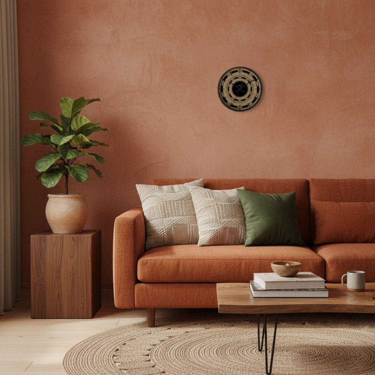 Black 10-inch wall clock featuring a sleek design, perfect for home decor in AU, NZ, and USA.