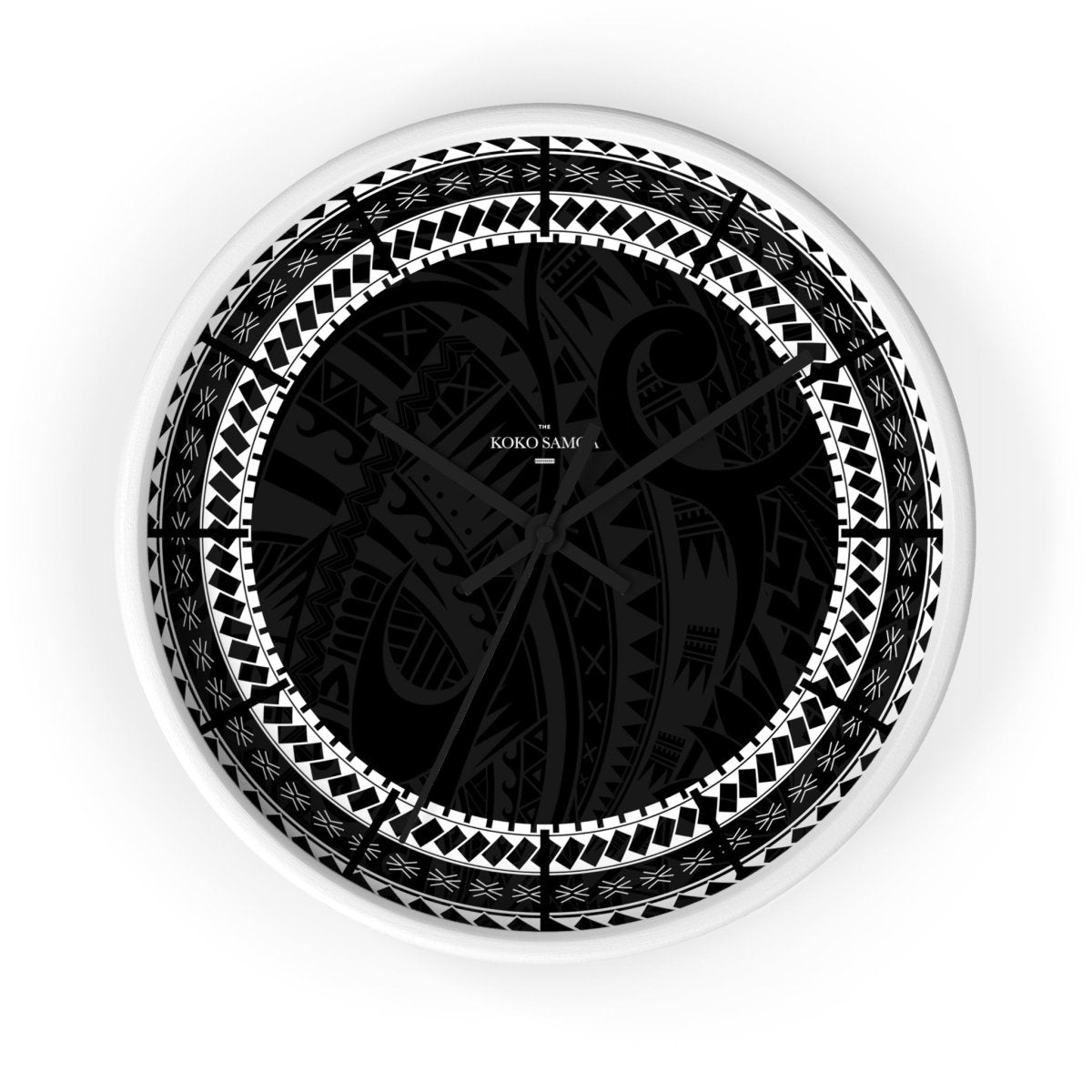 Black 10-inch Warrior wall clock, featuring a modern home decor design with bold black base and clock face.