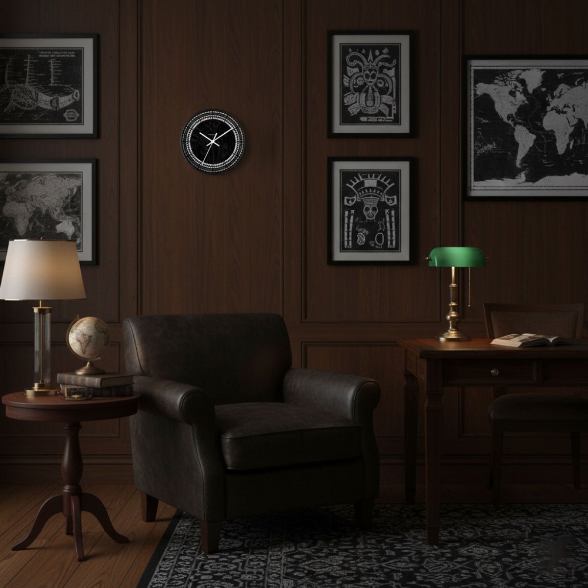 Black 10-inch Warrior wall clock, featuring a sleek design perfect for home decor in AU, NZ, and USA.