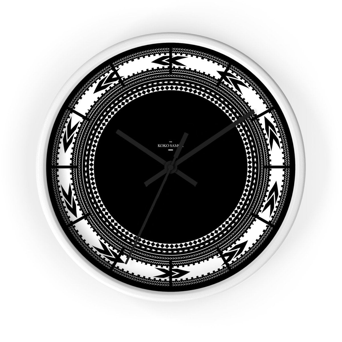 White Pe'a 10-inch wall clock with black frame and hands, ideal for home decor in AU, NZ, and USA.