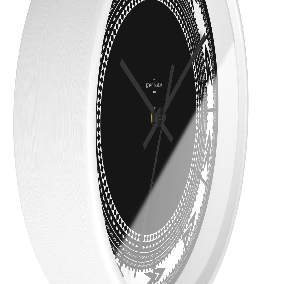 White Pe'a 10-inch wall clock with black hands and black base, ideal for home decor in AU, NZ, and USA.