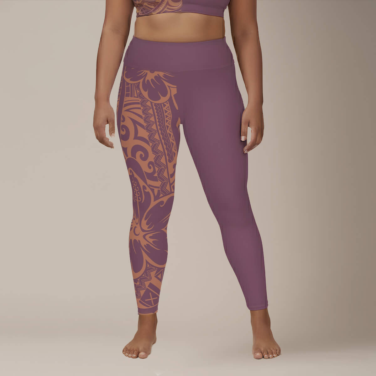 Plus size 2XL to 6XL leggings by Subliminator in Bloom Brandied Melon, featuring vibrant floral print and comfortable fit.
