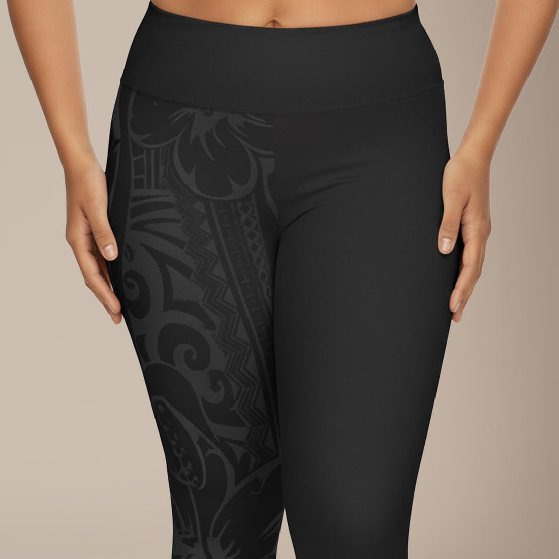Subliminator IslandCurvy plus size 2XL to 6XL leggings in Bloom Dark with floral pattern, showing full length on model.