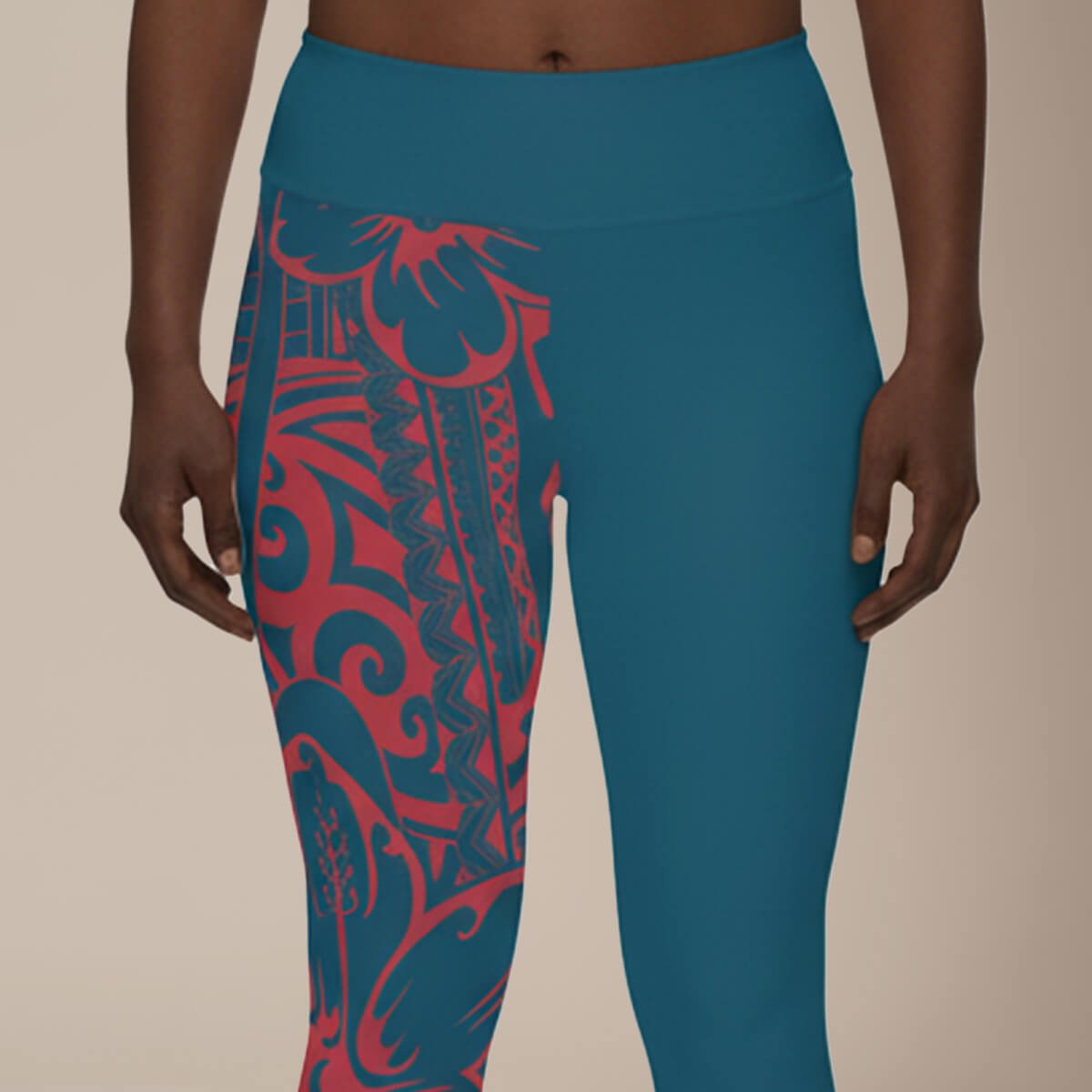 Plus size Subliminator leggings 2XL to 6XL in Bloom Winterberry Blue with floral pattern, suitable for AU/NZ sizes.