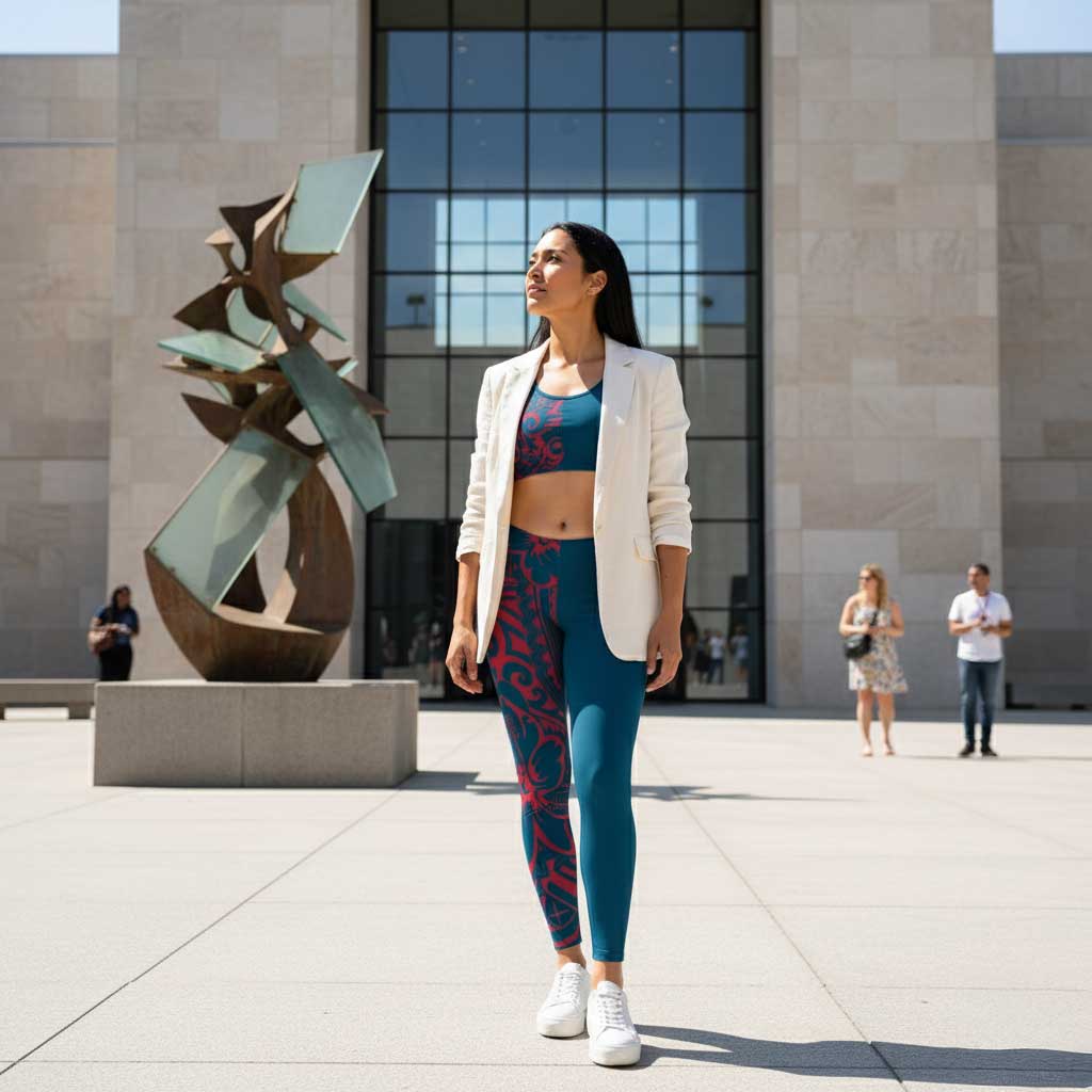 Plus size 2XL to 6XL leggings by Subliminator featuring Bloom Winterberry Blue pattern, vibrant and comfortable for AU/NZ sizes.