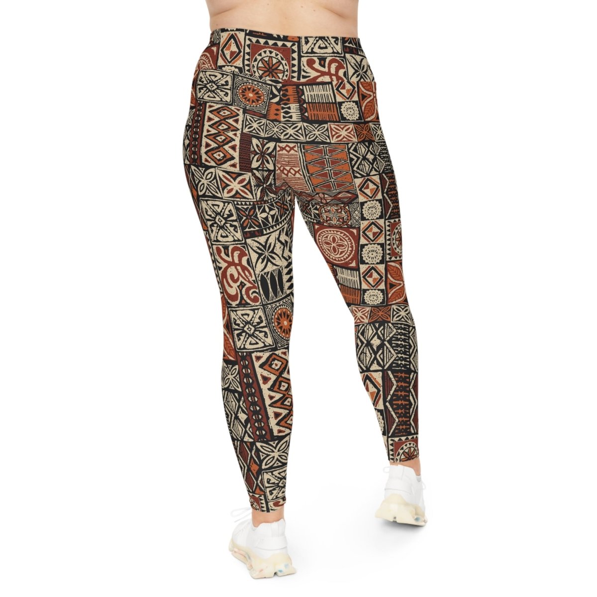 Plus size 2XL to 6XL IslandCurvy leggings by Subliminator featuring Elei pattern, shown in a natural pose.