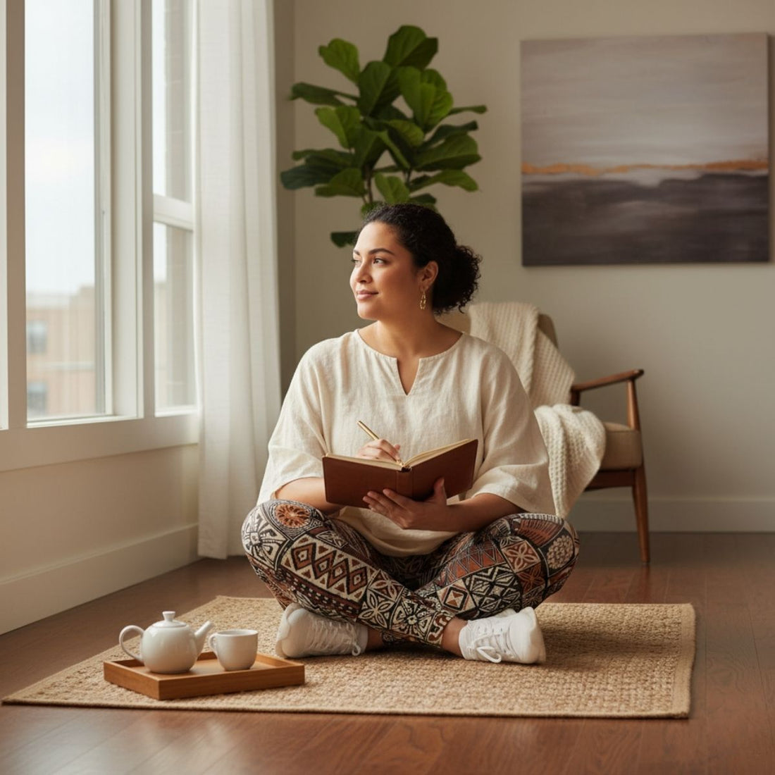 Plus size 2XL to 6XL IslandCurvy Elei leggings by Subliminator, featuring colorful tropical print and comfortable fit.