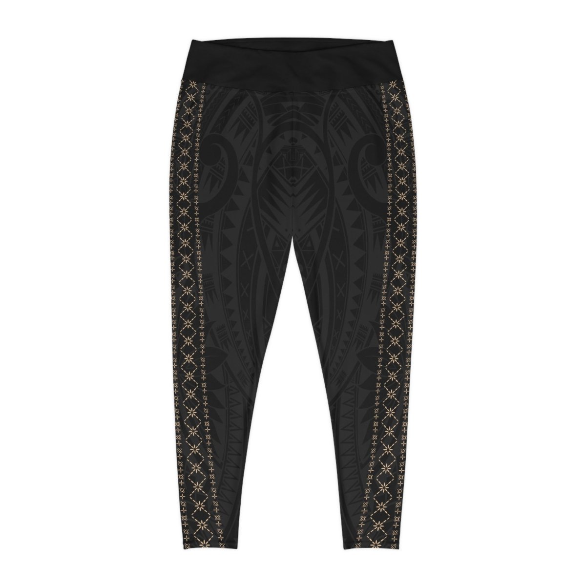 IslandCurvy 2XL to 6XL leggings in Malu print, plus size athletic leggings with vibrant tropical design.