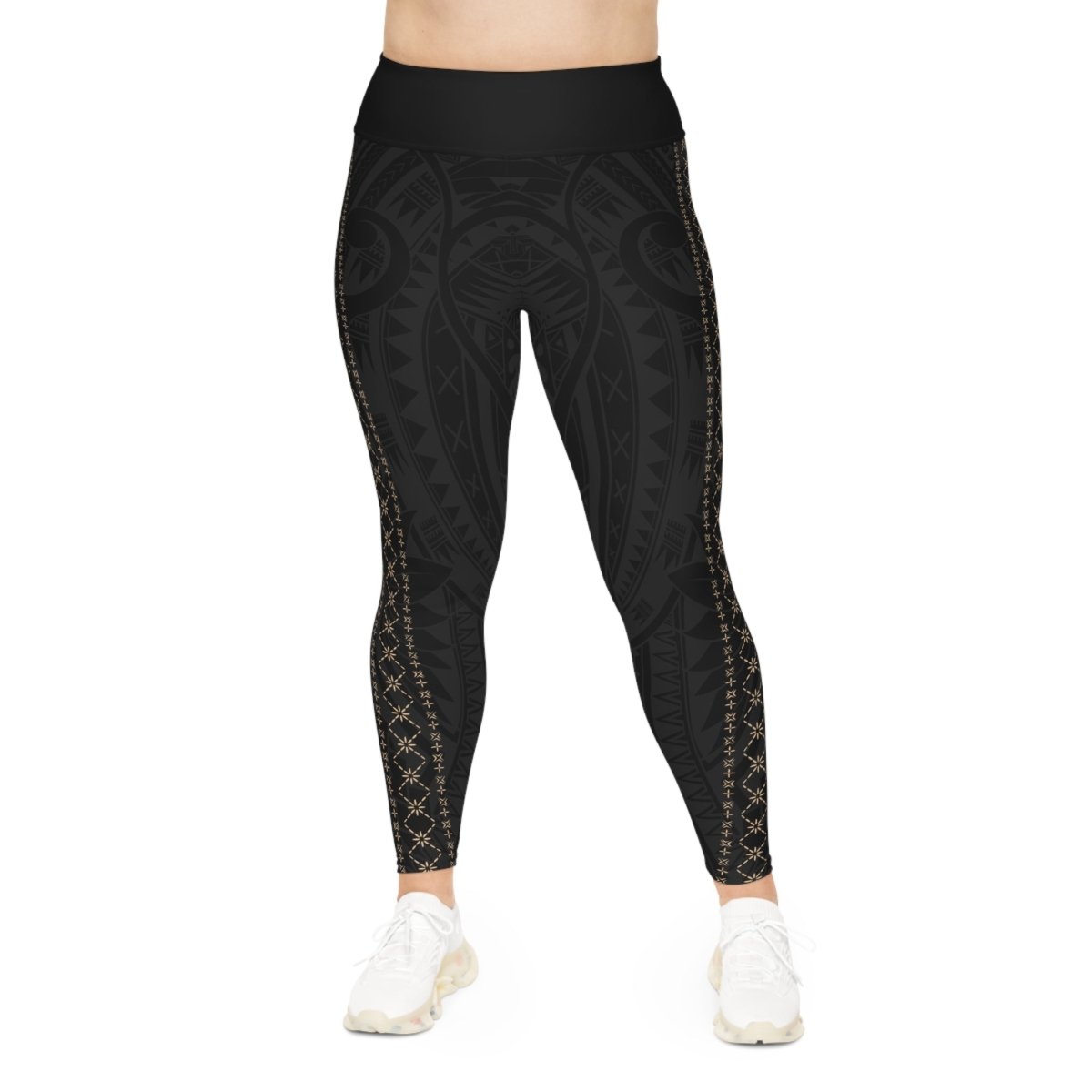 Plus size 2XL to 6XL leggings featuring a vibrant Malu island-inspired print, designed for comfort and style.
