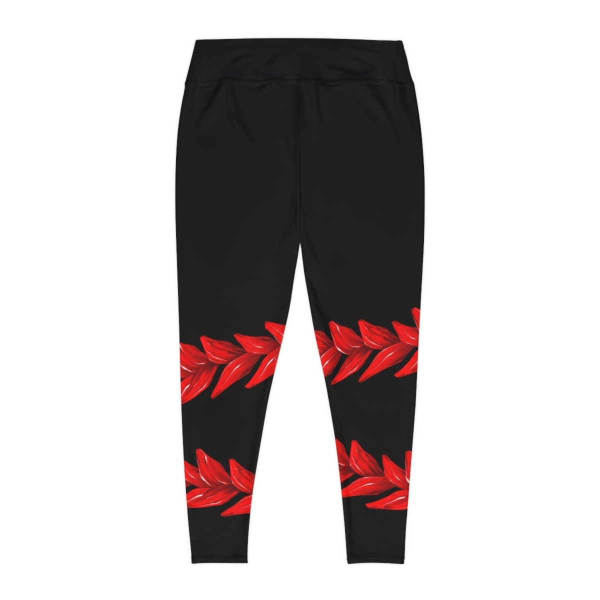 Plus size IslandCurvy leggings in Ula Fala pattern, available in 2XL to 6XL, showing the vibrant design and fit.
