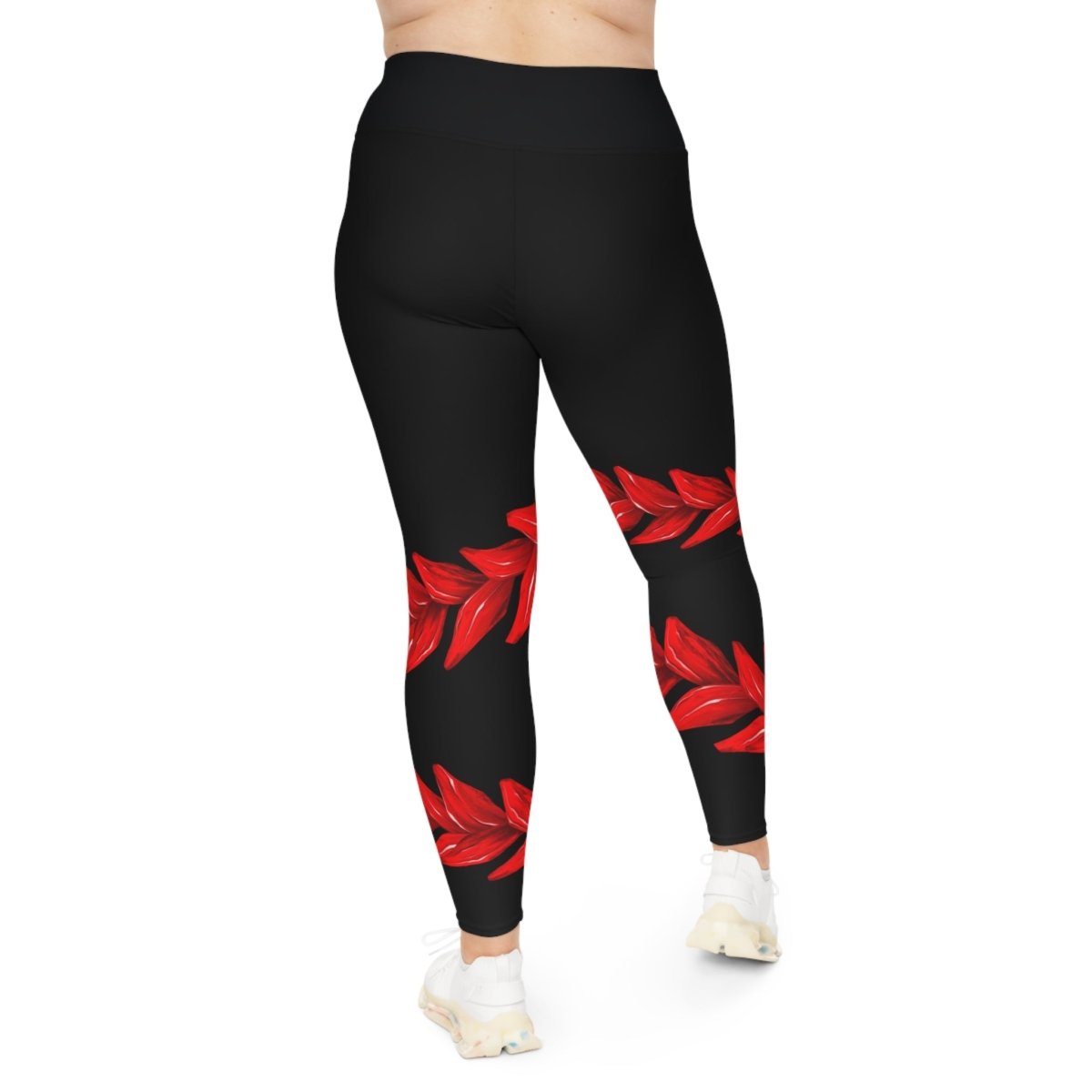 IslandCurvy plus size leggings in 2XL to 6XL, featuring Ula Fala design, black and vibrant print, full-length fit