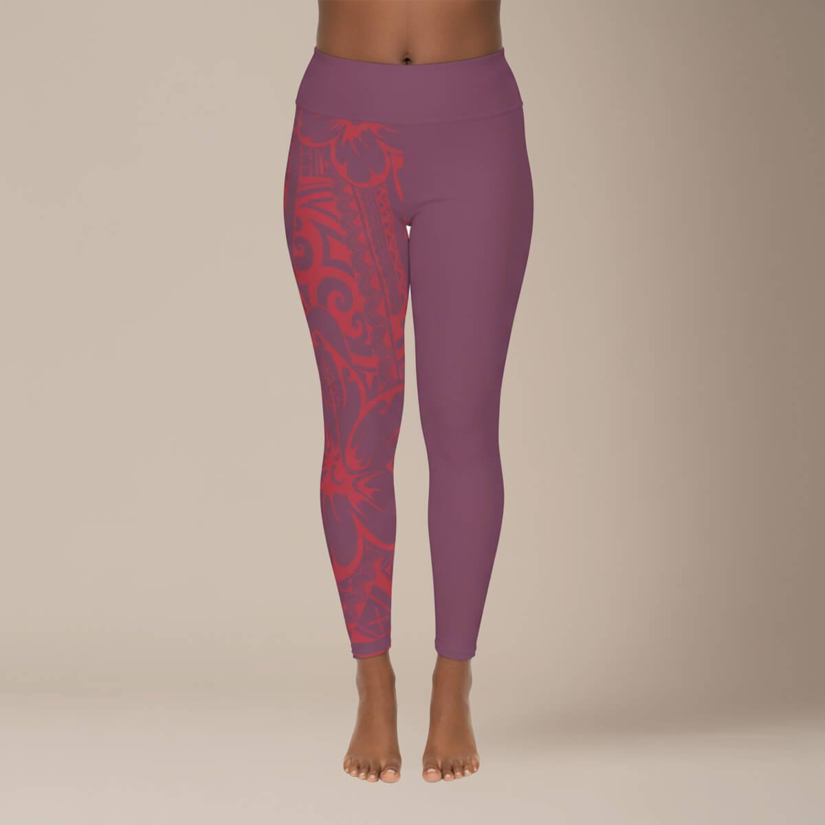 Plus size IslandCurvy 2XL to 6XL leggings in Winterberry Red by Subliminator, featuring a snug fit and vibrant color.