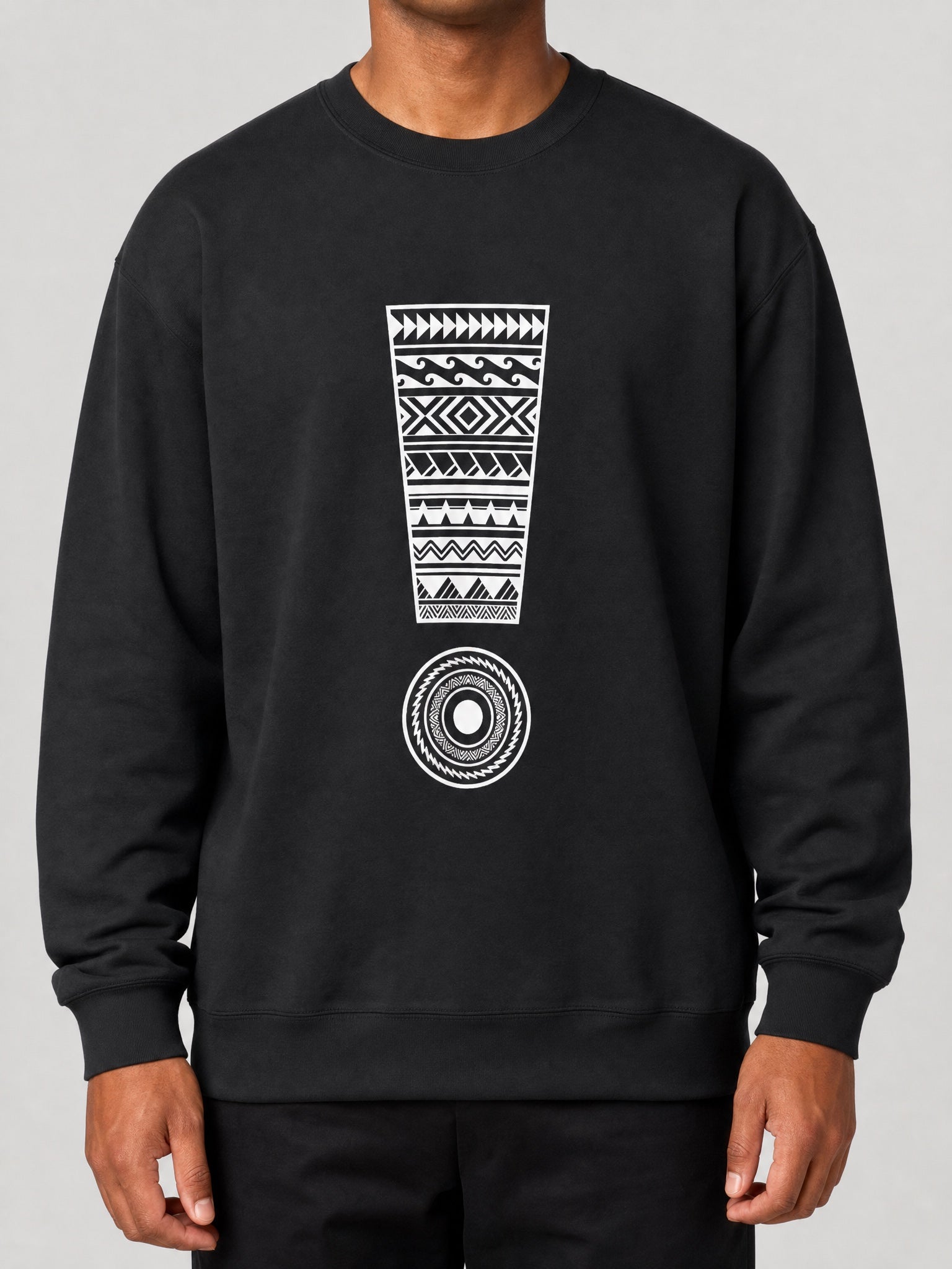 Unisex Heavy Sweatshirt - Exclaim on a light grey studio background