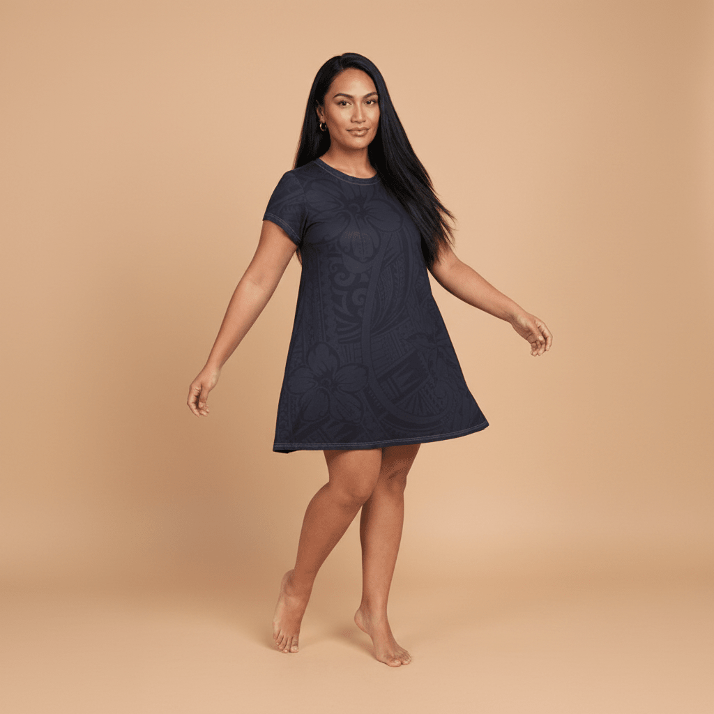T-Shirt Dress - Blue Bloom - AU/NZ/USA - The Koko Samoa