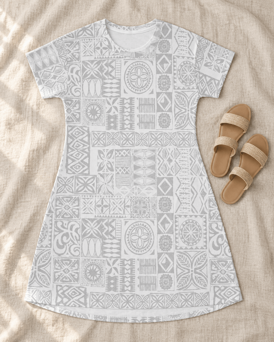 T-Shirt Dress - White Sunday - The Koko Samoa