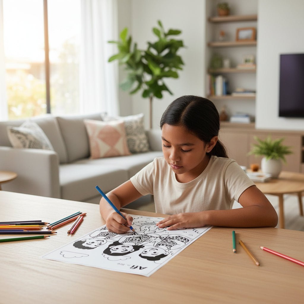 Downloadable Learn and Colour Sheet - Afi - AU/NZ/USA - The Koko Samoa