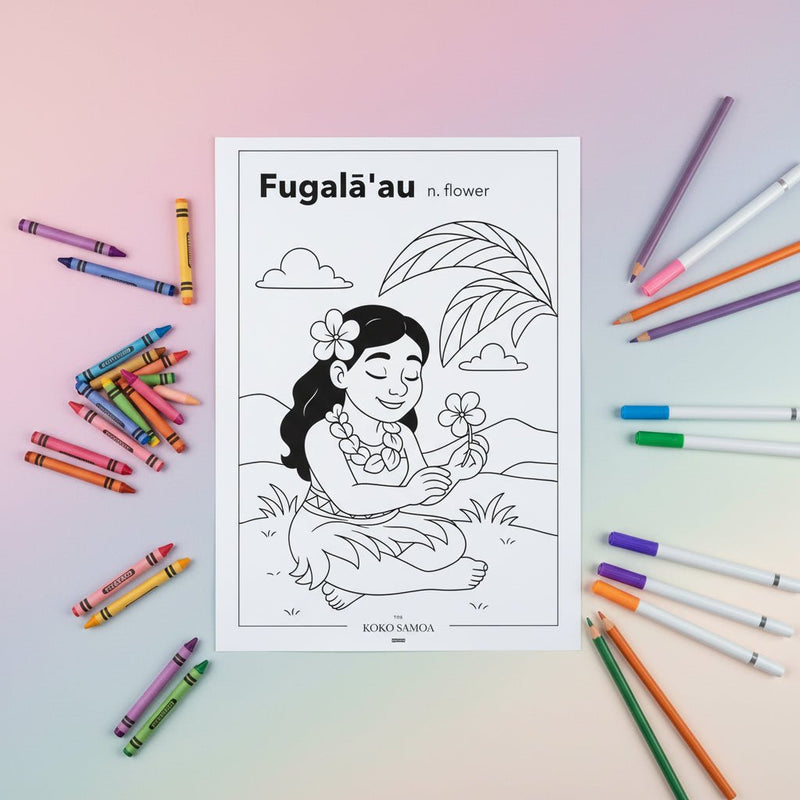 Downloadable Learn and Colour Sheet - Fugalā'au - AU/NZ/USA - The Koko Samoa