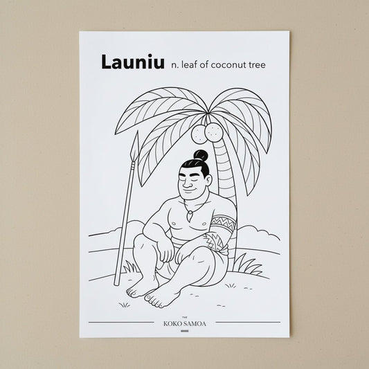 Downloadable Learn and Colour Sheet - Launiu - AU/NZ/USA - The Koko Samoa