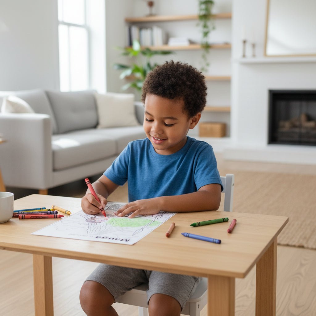 Downloadable Learn and Colour sheet by THE KOKO SAMOA featuring Mauga, suitable for AU, NZ, and USA audiences.