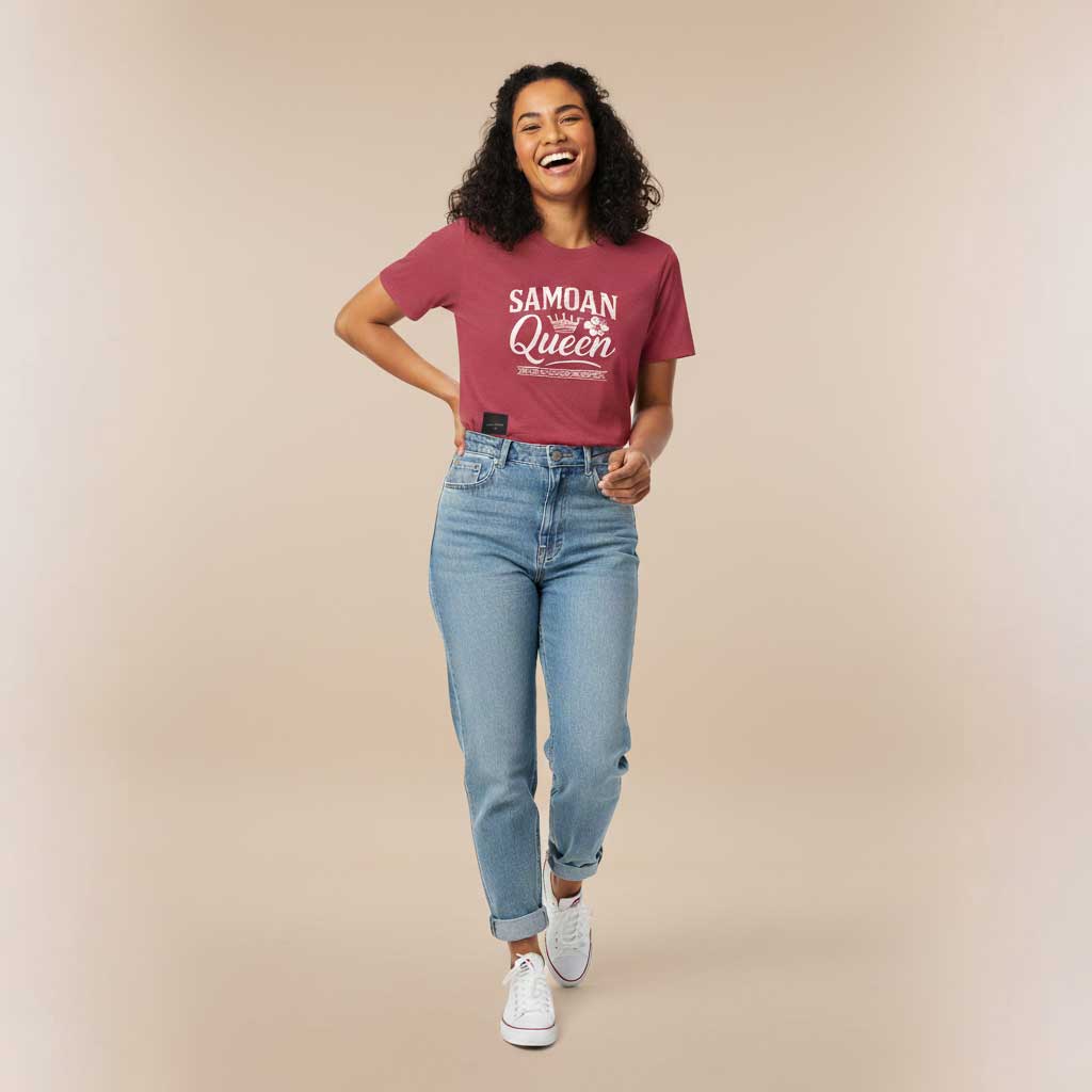 Soft unisex Samoan Queen T-shirt by The Print Bar featuring traditional Koko Samoa design for AU/NZ.