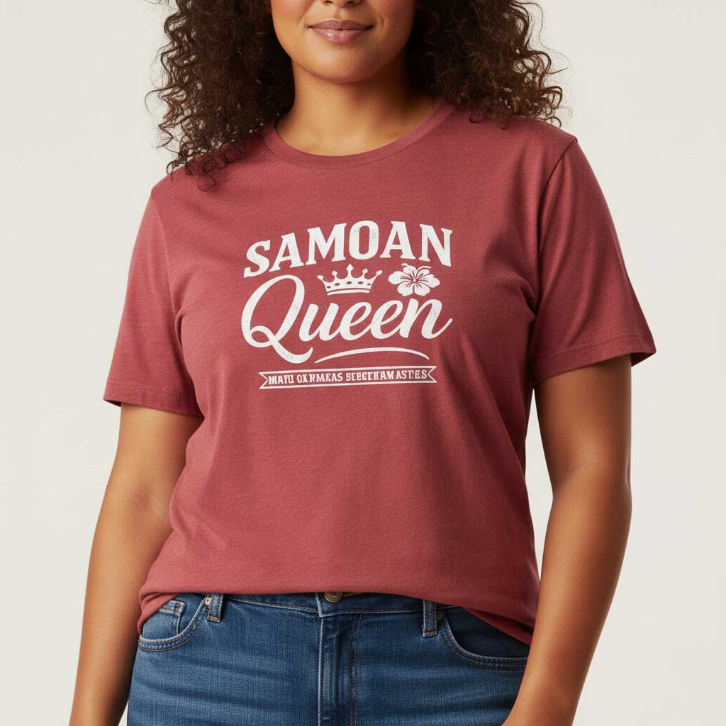 Soft unisex Samoan Queen T-shirt by The Print Bar featuring traditional Koko Samoa design, perfect for casual wear.