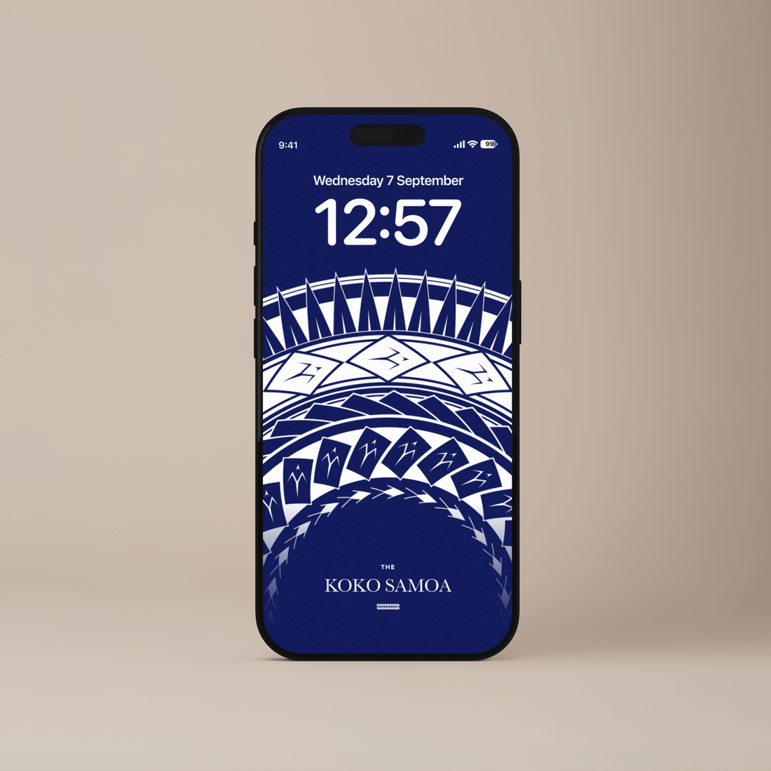 Samoan Arrows phone wallpaper by The Koko Samoa featuring traditional arrow patterns on a vibrant background.