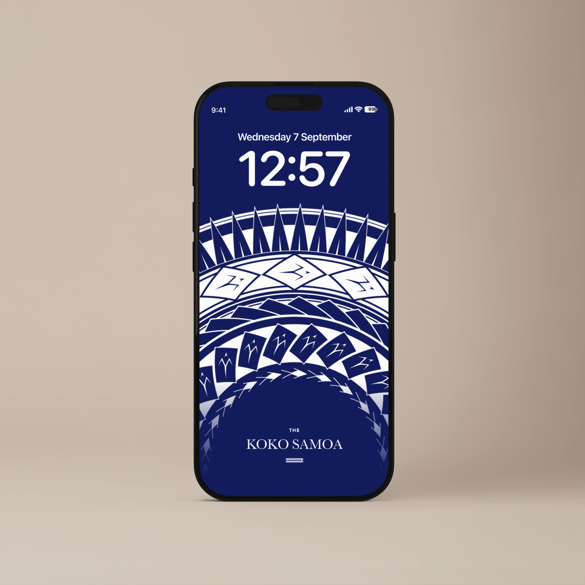 Samoan Arrows phone wallpaper by The Koko Samoa featuring traditional arrow patterns on a vibrant background.