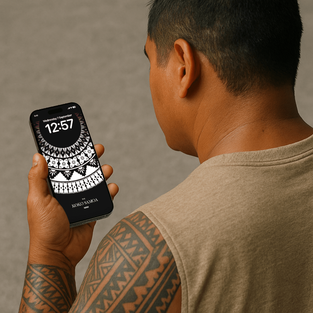 Fiji-themed phone wallpaper by The Koko Samoa featuring vibrant ocean and island scenery for AU, NZ, and USA devices.