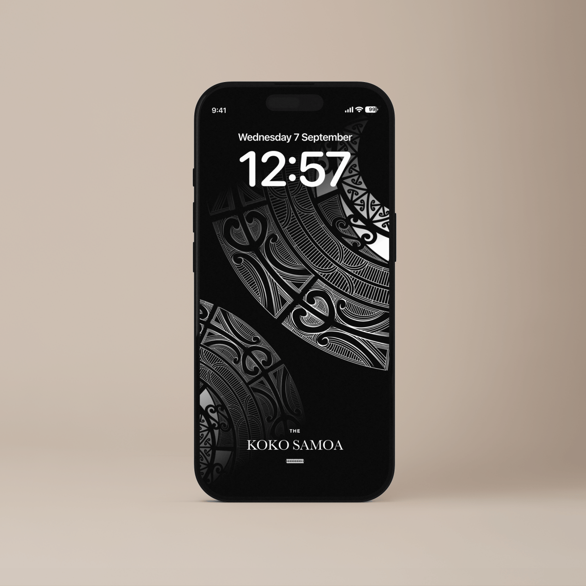 Set of 12 phone wallpapers by The Koko Samoa featuring vibrant, cultural designs for AU, NZ, and USA devices.