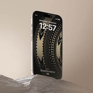 Phone wallpaper featuring Pe'a design by The Koko Samoa, suitable for AU, NZ, and USA devices, showcasing traditional Samoan patterns.