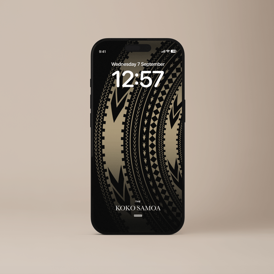 Phone wallpaper by The Koko Samoa featuring traditional Pe'a design, suitable for AU, NZ, and USA devices.