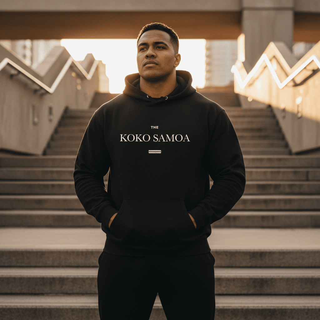 Black IslandHeavy™ hoodie in plus sizes 2XL to 5XL, featuring a classic hoodie design with a front pocket.