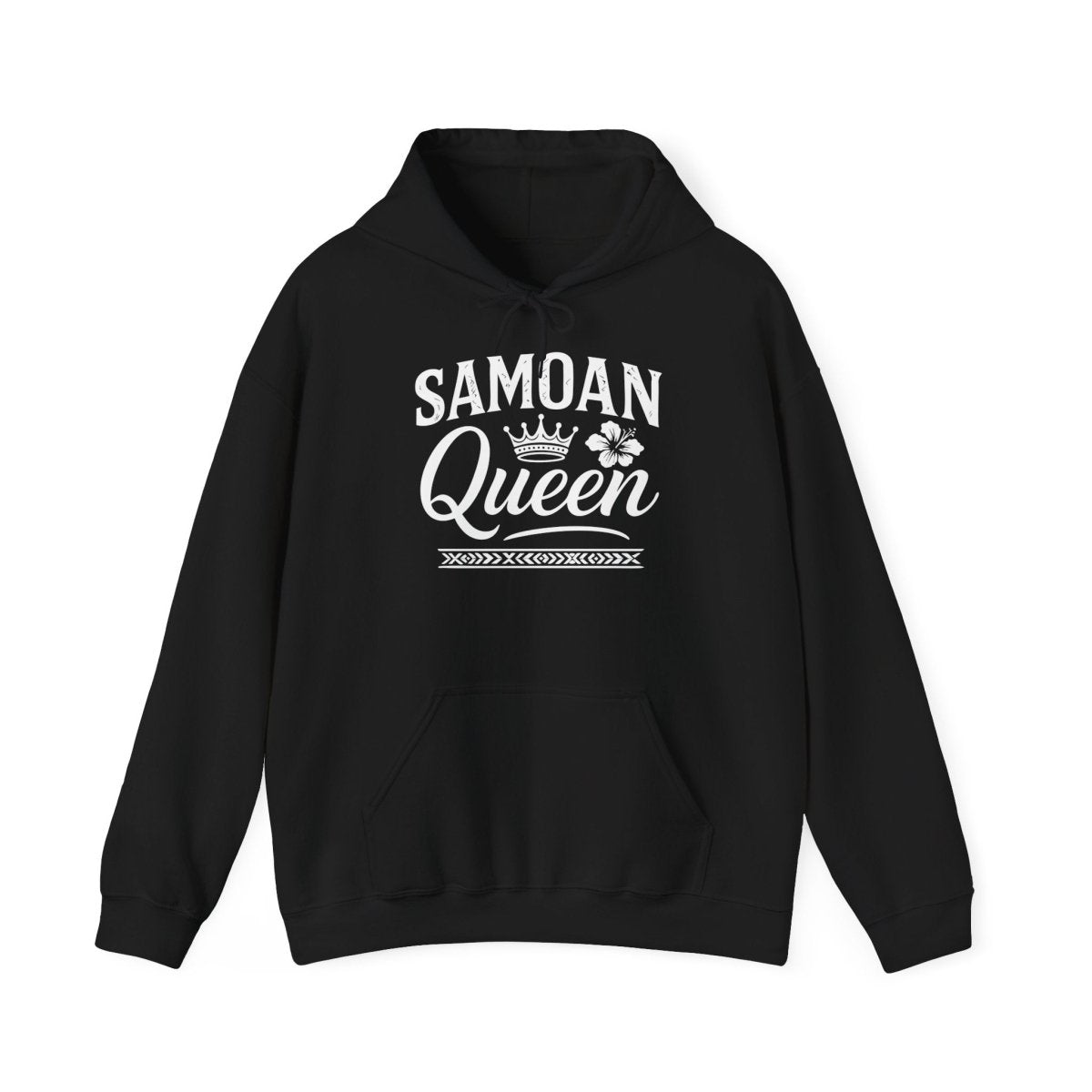 Dark heather IslandHeavy™ hoodie, plus 2XL-5XL, featuring Samoan Queen design, suitable for AU/NZ sizing.
