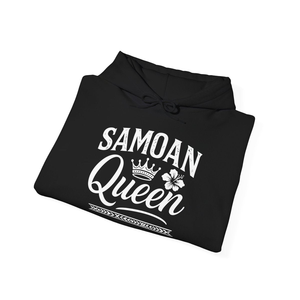 Dark heather IslandHeavy™ hoodie in plus 2XL-5XL, featuring a Samoan Queen design, suitable for AU/NZ sizes.